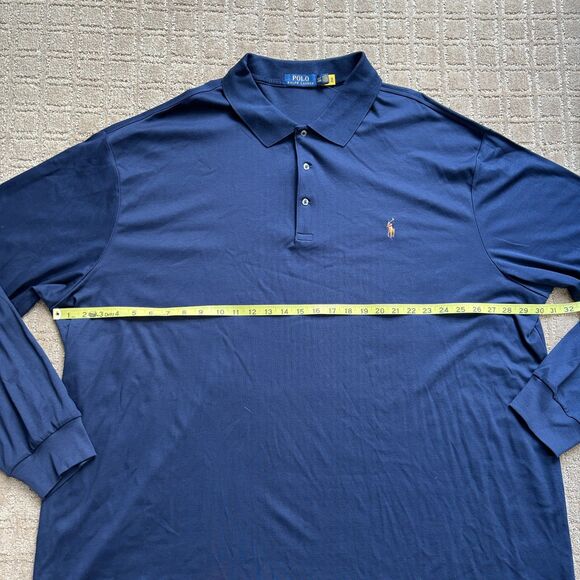 Polo Ralph Lauren Long Sleeve Soft-Touch Polo Men's 4XLT Blue Flesh Pony Classic - Picture 6 of 8